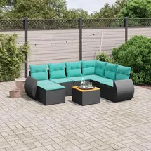 vidaXL Gartensofa-Set 8-tlg. schwarz