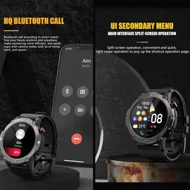 findtime Smartwatch Herren mit Blutdruckmessung Gesundheitsuhr Pulsuhr Wasserdicht IOS Android