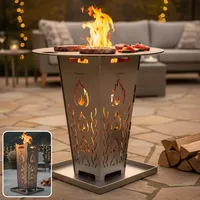 FireDesire Grill Pro Feuerkorb 80cm + Grillplatte + Ascheschale, Feuertonne, Feuerschale, Grilltonne, Ofen, Terassenofen, Grill, Stahlkorb, Plancha, Gartenfeuer