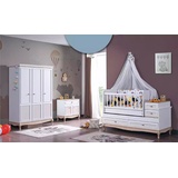 JVmoebel Schlafzimmer-Set, Baby Bett Kinderzimmer Komplettes Schlafzimmer Schrank Kommode Holz weiß