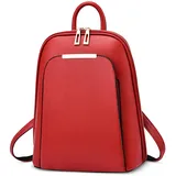 DORRISO Rucksack Damen Mode Schulrucksack Umhängetaschen Reise Rucksack Damen Cityrucksack Leichtgewicht Wasserdicht PU Leder für Freizeit Büro Urlaub Einkaufen Rot
