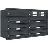 AL Briefkastensysteme Premium Unterputz Briefkasten 6 Fach Anthrazit inkl. Zeitungsfach