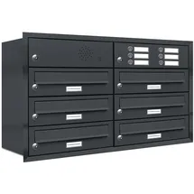 AL Briefkastensysteme Premium Unterputz Briefkasten 6 Fach Anthrazit inkl. Zeitungsfach