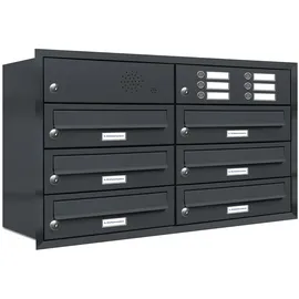 AL Briefkastensysteme Premium Unterputz Briefkasten 6 Fach Anthrazit inkl. Zeitungsfach