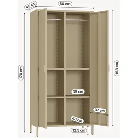 [en.casa] Kleiderschrank Esteli 170 x 80 x 45 cm Kamelfarben