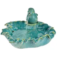 MARELIDA Brunnen Gartenbrunnen mit Vogel H: 21cm grün