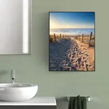 Banjado XXL Medizinschrank Abschliessbar 35x46x15cm Arzneischrank Anthrazit Aus Metall Mit Motiv Nordseestrand