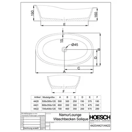 Hoesch Namur Lounge Aufsatzwaschtisch 70 x 40 cm 4422.013