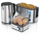 Arendo Frühstücks-Set Wasserkocher 1,5 l Silber