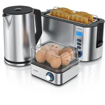 Arendo Frühstücks-Set Wasserkocher 1,5 l Silber