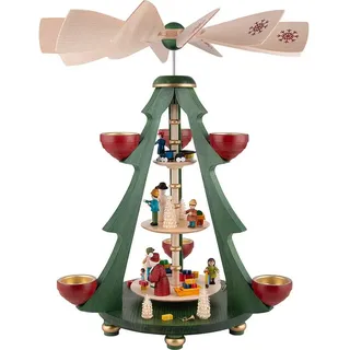 Erzgebirgische Volkskunst Richard Glässer GmbH Richard Glässer GmbH Weihnachtspyramide Baumpyramide Bescherung 3-stöckig Höhe 40cm NEU