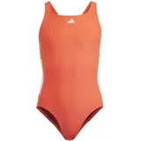 adidas Girl's Cut 3-Stripes Swimsuit Badeanzug, Bright Red/White, 9-10 Years