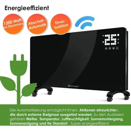 Kesser KESSER® Glaskonvektor Glasheizung Elektroheizkörper APP WiFi Funktion Inkl. Fernbedienung Elektroheizung Stand- oder Wand Heizung Heizkörper Touchscreen ? LCD-Display ? Timer 2500 Watt