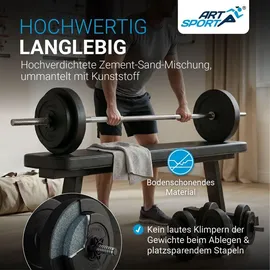 ArtSport 3in1 Hantelset Hantel-Set 60 kg schwarz/silber