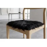 Kuhfelle Online & Nomad Lammfell Sitzauflage schwarz Natur Stuhlkissen aus echtem langwolligen Island Lammfell Natur 37 x 37 cm Schaffell Auflage (schwarz)
