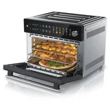 Arendo Minibackofen Airfryer 30L Edelstahl Multifunktionsofen, XXL Heißluftfritteuse 1800W, mini Backofen Dörrgerät + Zubehör, Drehspieß, roti... - Schwarz/Silber