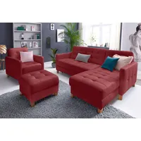 exxpo - sofa fashion Ecksofa »Elio, kompakt und komfortabel, bequem und zeitloses Design, L-Form«, wahlweise mit Bettfunktion rot