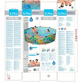 BESTWAY Steel Pro Paradise Frame Pool rund 274 x 66 cm bunt