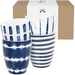 vtwonen Tassen Blau Weiß (4er-Set) Gläser   