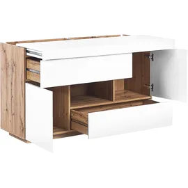 Beliani Sideboard 2 in 1 120 x 75 x 60 cm Weiß / Braun