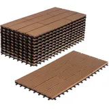 Ventanara® WPC Holz Kunststoff Fliesen Terrassenfliesen Klickfliesen Balkonfliesen 11 Stück = 2m2 (30 x 60 cm, Braun versetzt)