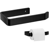 Toilettenpapierhalter Ohne Bohren, Selbstklebend Klorollenhalter Klopapierhalter, Küchenrollenhalter ohne Bohren, WC Papier Halterung - Schwarz, Wandmontage Küchenpapierhalter für Badzimmer/Küche