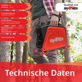Grafner Stromerzeuger Inverter Genrator 1100 W (1 KW Dauerleistung), Benzinbetrieb 4 Takt, 230V, Invertertechnologie für empfindliche Geräte, lei...
