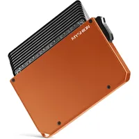MYSHION Kartenetui Herren I Kartenhalter Herren I Kreditkartenetui Geldbeutel Herren für 8 Karten I Slim Wallet mit Geldklammer I Geldbörse Herren I Portmonee Herren I RFID Schutz I Orange