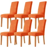 NOPEXTO Stuhlhussen,Samt Stretch Stuhlhussen,Elastische Moderne Beschützer Stuhlhussen,Abnehmbare Waschbar Stuhlbezug Langlebig Universal (6 Stück,Orange)
