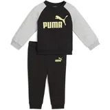 Puma Unisex Baby Minicats Ess Raglan Crew Set Fl Inf Trainingsanzug, PUMA Schwarz-Gold Moon, 74 EU