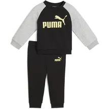 Puma Unisex Baby Minicats Ess Raglan Crew Set Fl Inf Trainingsanzug, PUMA Schwarz-Gold Moon, 74 EU