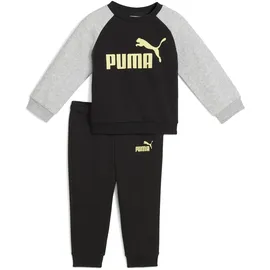 Puma Unisex Baby Minicats Ess Raglan Crew Set Fl Inf Trainingsanzug, PUMA Schwarz-Gold Moon, 74 EU