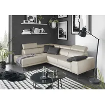 Candy Ecksofa 3C CANDY "Greve modern und bequem, inkl. manueller Kopfteilverstellung, L-Form", weiß, B:249cm H:79cm T:209cm, 100% Leder, Sofas, Ecksofa, wahlweise mit motorischem Sitzvorzug