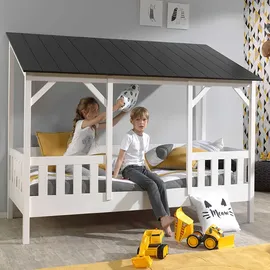 Vipack Hausbett 90 x 200 cm Kiefer lackiert schwarz-weiß