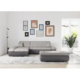 DOMO collection Eckcouch Kunstleder 3-Sitzer Grau/Silber