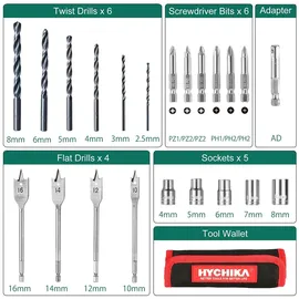 HYCHIKA Akkuschrauber 12V inkl. 1 x 1,5 Ah + Transporttasche