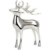 Gro�e Stehende Silber Deko Rentier Figur & Geweih - Weihnachten Wildfigur 32 cm