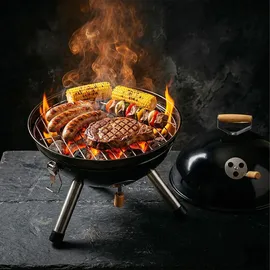 Relaxdays Mini Kugelgrill Ø 30 cm schwarz