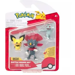 Pokémon: Figurenset mit 3 Figuren - Pichu, Machop, Snibunna