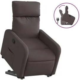 vidaXL Relaxsessel mit Aufstehhilfe Polyester 89,5 x 95,5 x 0 cm Dunkelbraun mit Rollen
