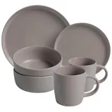 VAN WELL Kombiservice Grigio, Grau, Keramik, 16-teilig, 380 ml, 0x0x0 cm, robust, lebensmittelecht, Essen & Trinken, Geschirr, Geschirr-Sets, Kombiservice