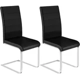 Woltu Freischwinger (Set, 2 St), mit hoher Rückenlehne Kunstlederbezug bis 120kg belastbar schwarz