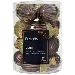 12 Christbaumschmuck Eicheln Glas 4cm matt & glänzend Weihnachtsbaumschmuck Christbaumkugeln Weihnachtsbaumkugeln Schwarze Trüffel
