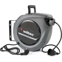 Wiltec Kabeltrommel 20m automatischer Kabelaufroller 1500 – 3200W Kabel Trommel 180° Halterung, robuste Trommel