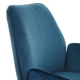 Mendler 6er-Set Esszimmerstuhl HWC-G67, Küchenstuhl Stuhl Armlehne, drehbar Auto-Position, Samt ~ t√orkis-blau, Beine schwarz