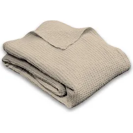sleezzze Baumwoll Waffelpiqué Kuscheldecke 150 x 200 cm Beige