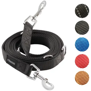 VITAZOO Hundeleine - 3mx2,5cm - Nylon-Graphit Leine mit Karabinern für Kleine, Mittelgroße und Große Hunde - Verstellbare Führleine mit 4 Verschiedenen Längen in Schwarz für Ihren Hund