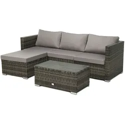 SVITA Poly-Rattan Lounge QUEENS Sofa Gartenset Garnitur Rattan Gartenmöbel Braun