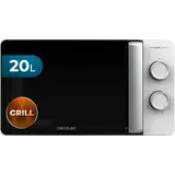 Cecotec Mikrowelle mit Grill Proclean 3110 Flatbed Mikrowelle, Kapazität 20 l, 700 W, 6 verstellbare Stufen, 800 W Grill, flacher Hohlraum für große Speisen, anspruchsvolles Design, 3DWave-Technologie