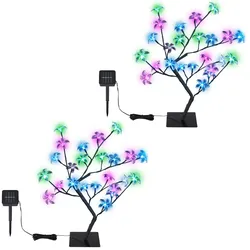 Solarlampen für Außen Garten Deko Solarleuchte Außenbereich Stecklampe im Baum Design, Erdspieß Blüten Baum, LED, H 60 cm, 2er Set